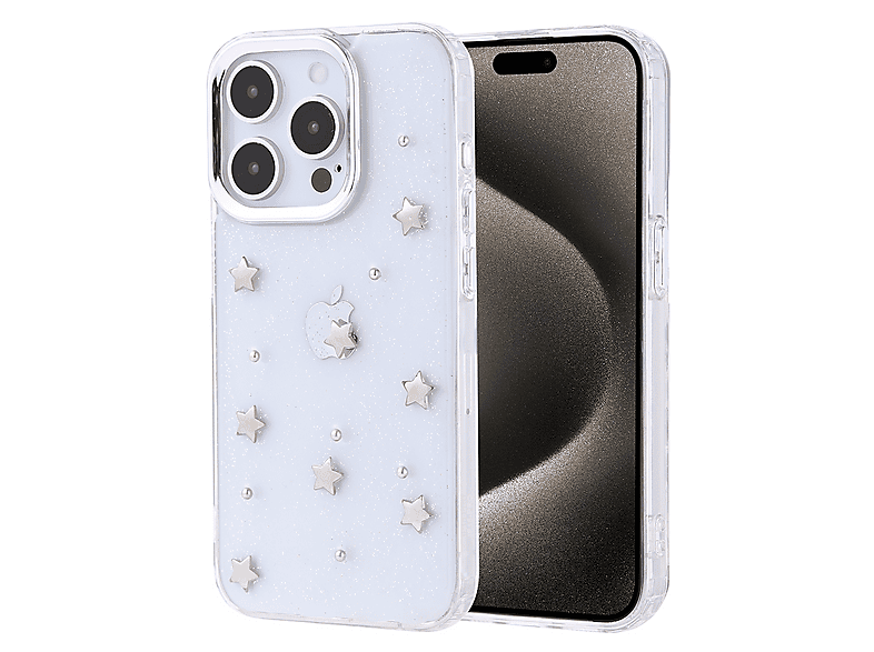 LOPARD iPhone 15 Pro Uyumlu Airbag Tasarımlı Simli Kutup Kapak Yıldız Telefon Kılıfı Şeffaf