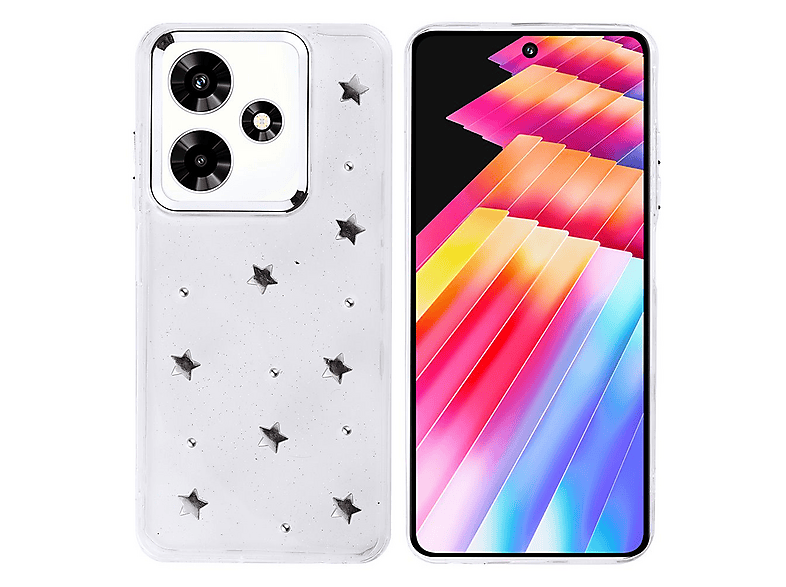 GPACK İnfinix Hot 30 Uyumlu Kutup Simli Figürlü Silikon Telefon Kılıfı Gümüş
