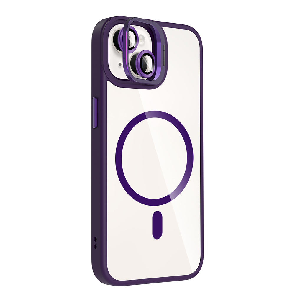 GPACK iPhone 13 Uyumlu Etro M-Safe Şarj Özellikli Standlı ve Lens Koruma Telefon Kılıfı Derin Mor