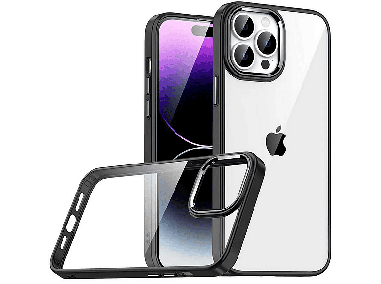 GPACK iPhone 14 Pro Max Uyumlu Flora Sert Silikon Telefon Kılıfı Siyah