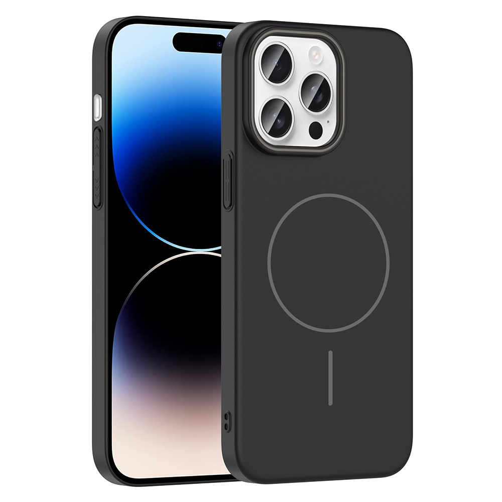 GPACK iPhone 14 Pro Max Uyumlu Ruby M-Safe Şarj Özellikli Telefon Kılıfı Siyah