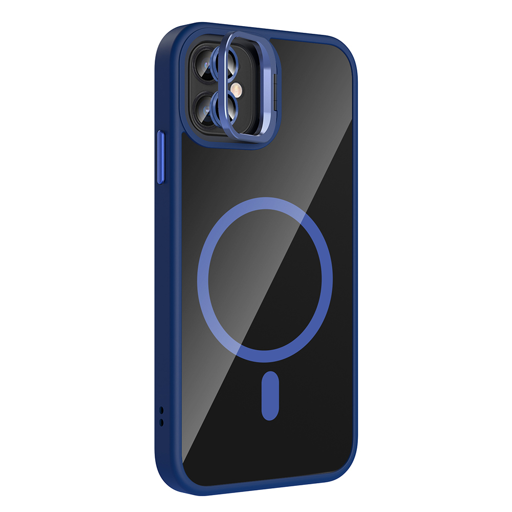 GPACK iPhone 11 Uyumlu Etro M-Safe Şarj Özellikli Standlı ve Lens Koruma Telefon Kılıfı Lacivert