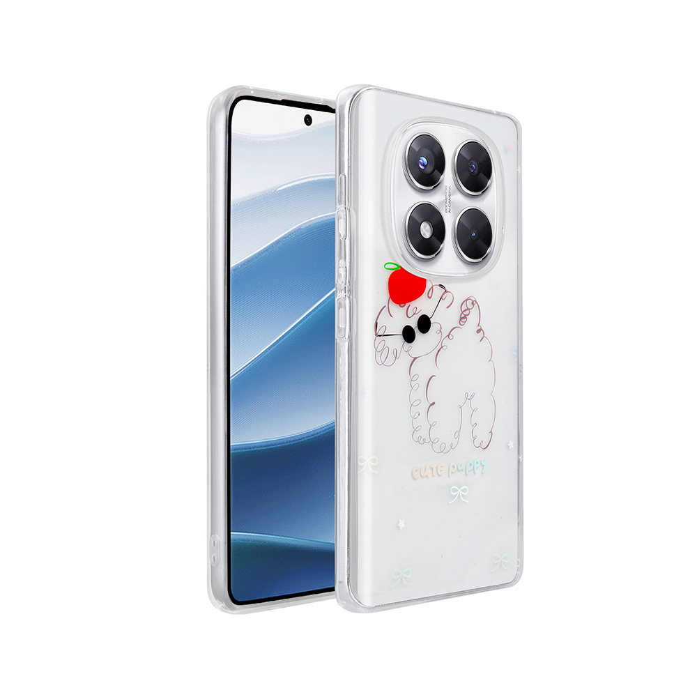 GPACK Xiaomi Redmi Note 14 Pro 4G Uyumlu Folk Sert Kapak Figürlü Sevimli Köpek Desenli Telefon Kılıfı Siyah