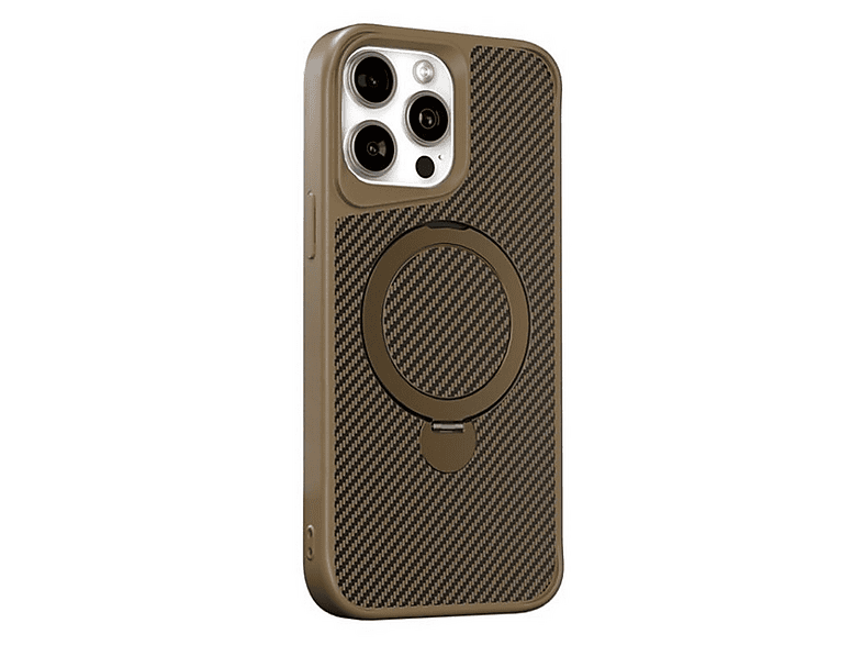 GPACK iPhone 14 Pro Max Uyumlu Karbon Fiber Alp M-Safe Şarj Özellikli Standlı Telefon Kılıfı Çöl Titanyum