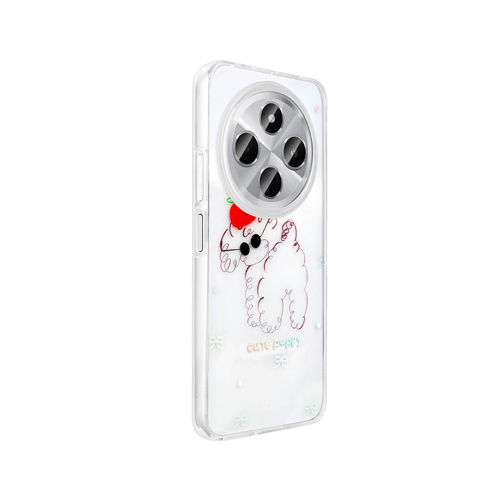 GPACK Xiaomi Redmi 14C 4G Uyumlu Folk Sert Kapak Figürlü Sevimli Köpek Desenli Telefon Kılıfı Siyah
