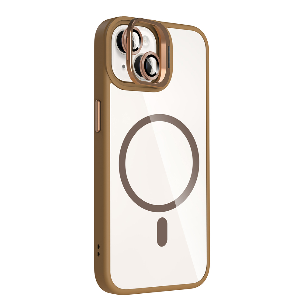 GPACK iPhone 14 Uyumlu Etro M-Safe Şarj Özellikli Standlı ve Lens Koruma Telefon Kılıfı Çöl Titanyum