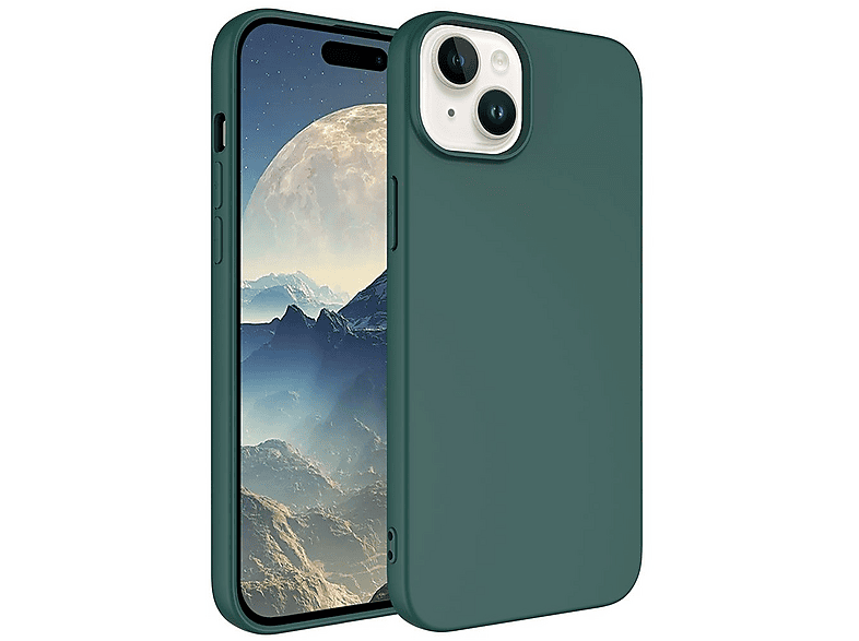 GPACK iPhone 15 Plus Uyumlu Lansman Silikon İçi Kadife Telefon Kılıfı Koyu Yeşil