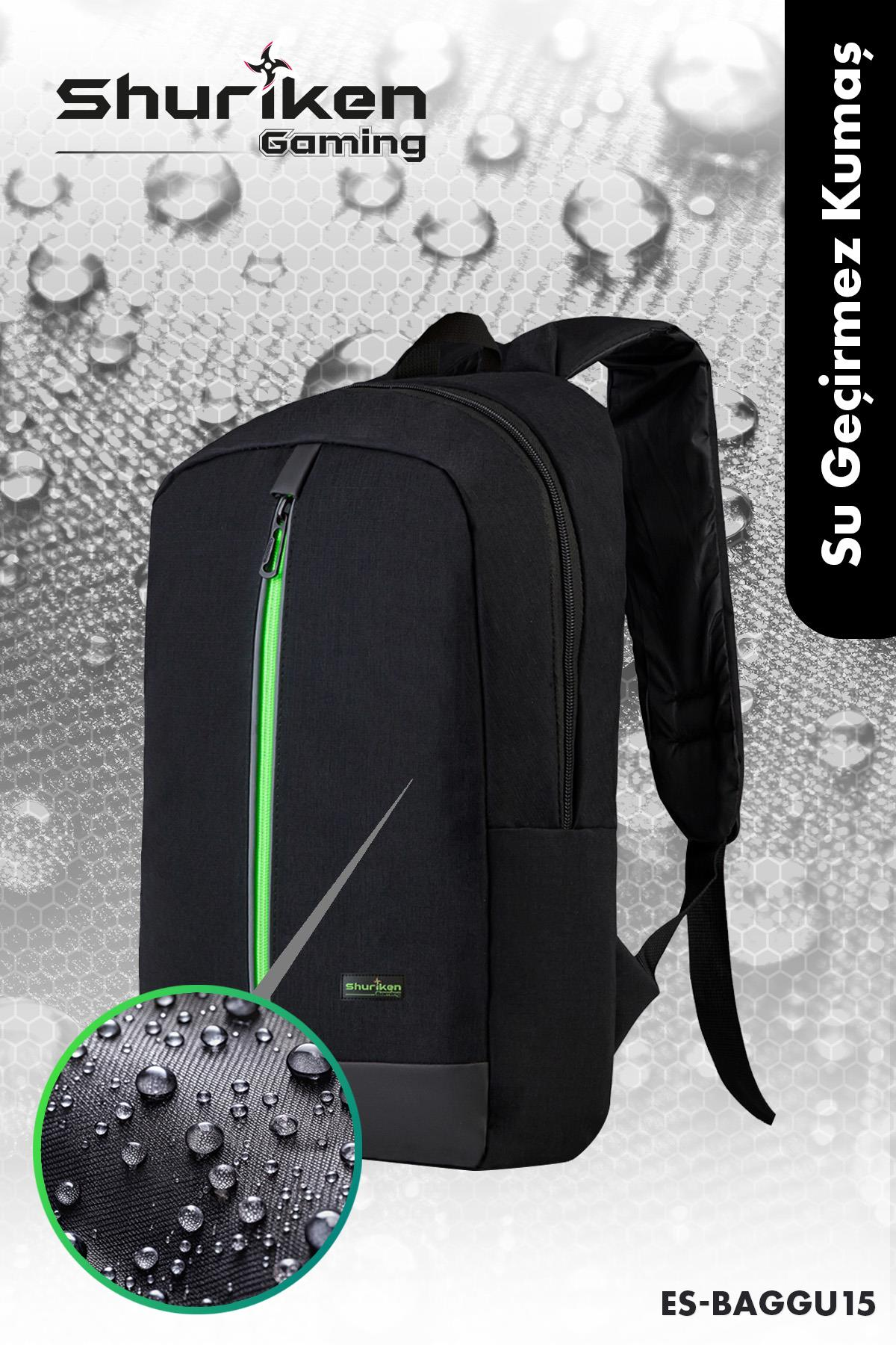 SHURIKEN GAMING ES-BAGGU15 Gaming Seyahat 15,6 inç Laptop Sırt Çantası Siyah