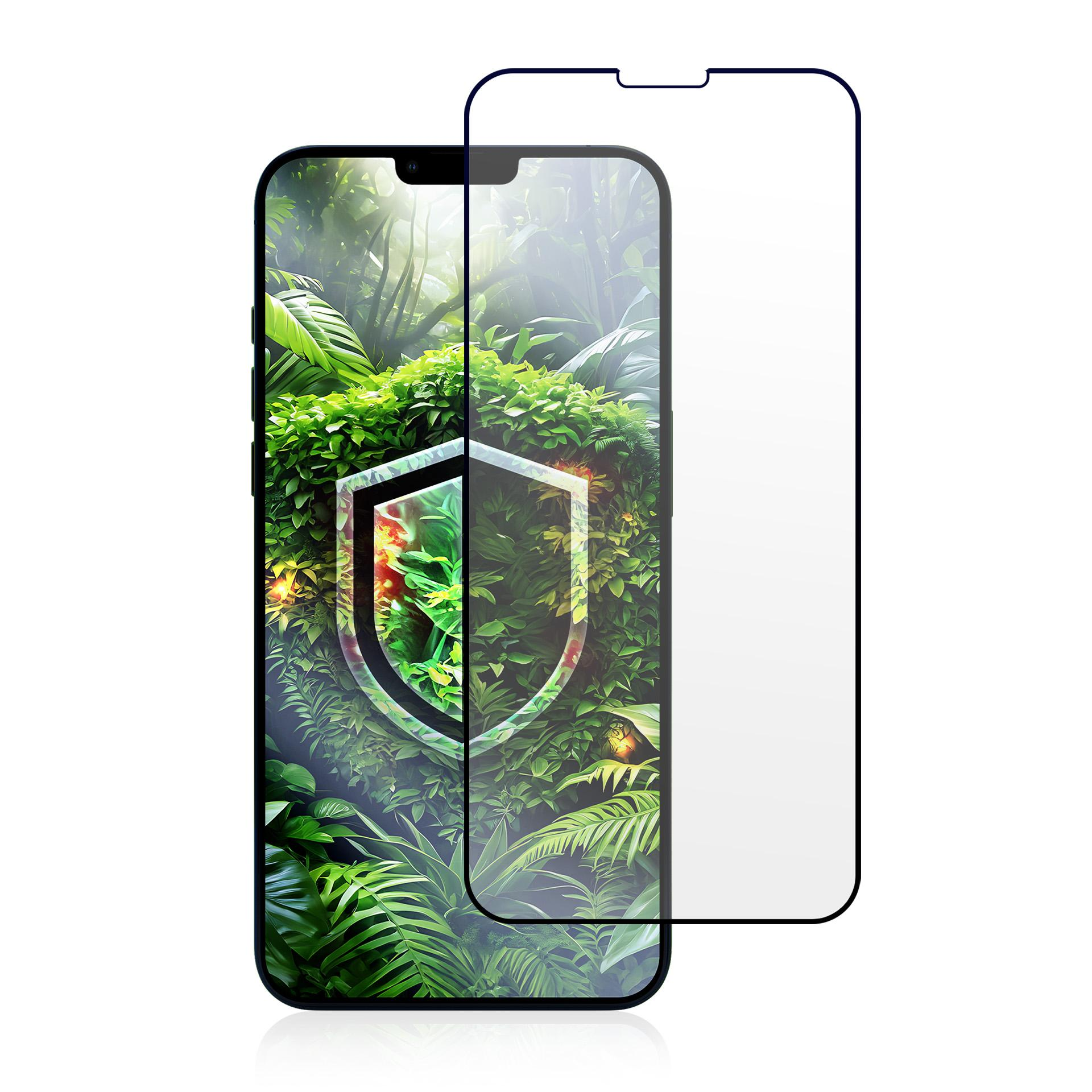 Smartfon z ochraniaczem ekranu. Ekran wyświetla scenę dżungli z tarczą. Ochraniacz jest przezroczysty.