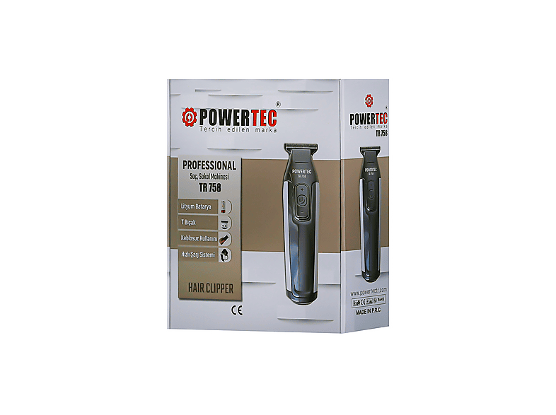 POWERTEC TR-758 Profesyonel Sakal Ense Tıraş Makinesi Gri Fiyat