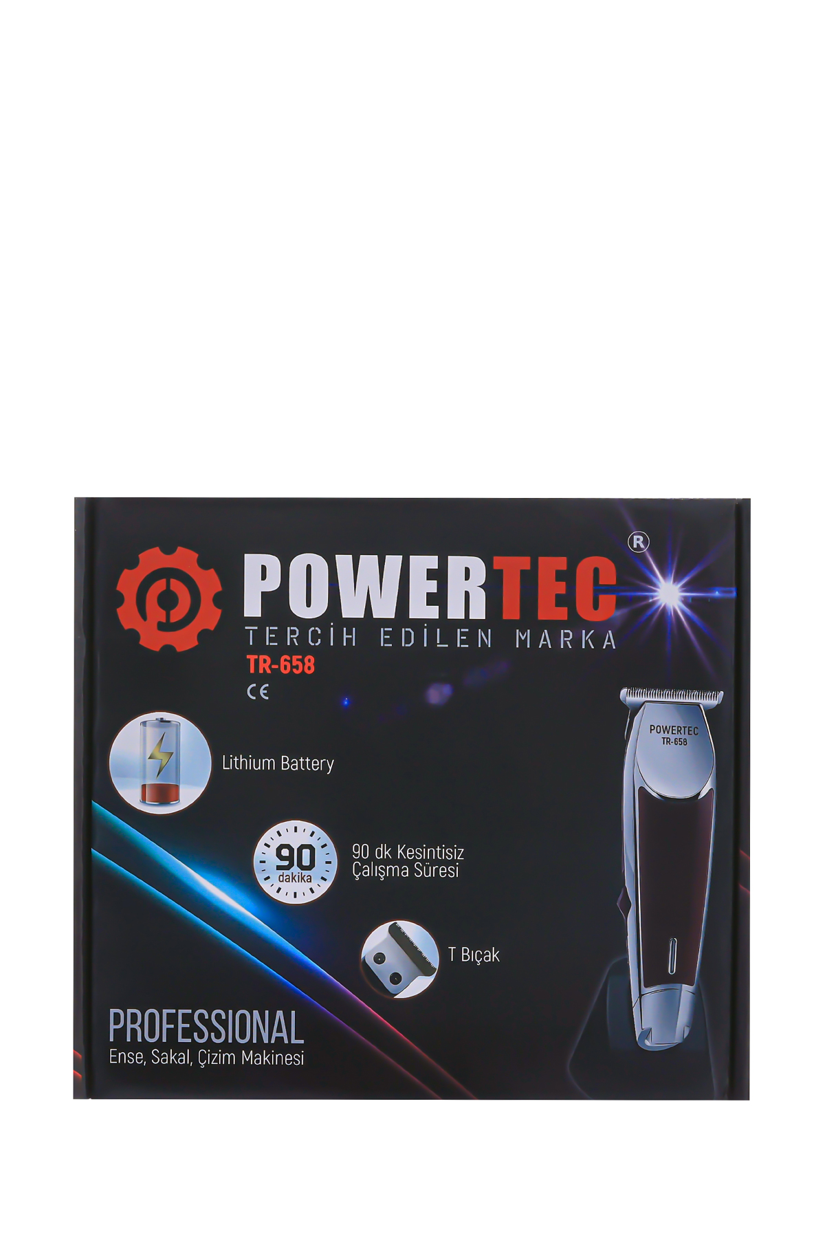 POWERTEC TR-658 Profesyonel Sakal Ense Tıraş Makinesi Kırmızı