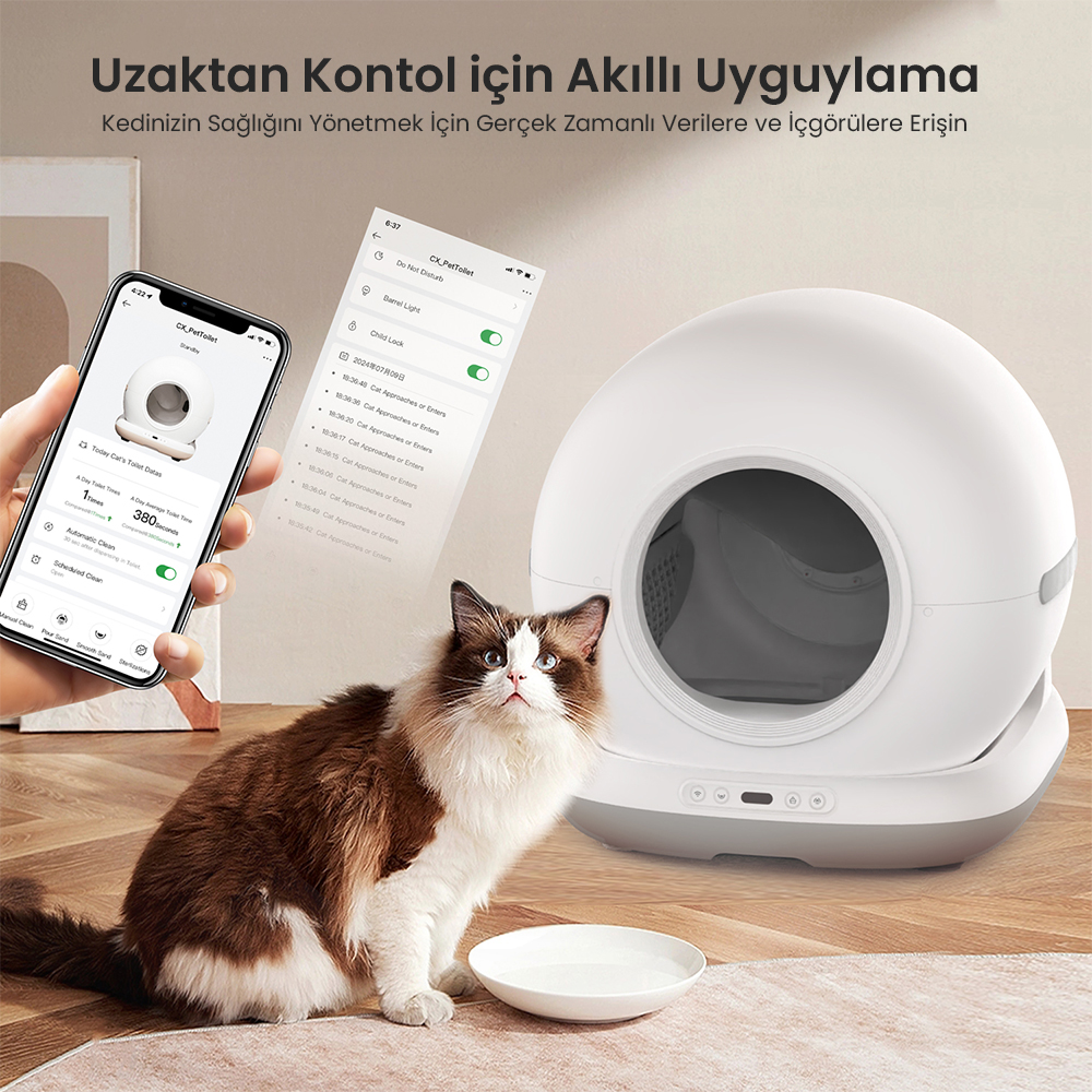 HAUSTIER CB001 Akıllı Otomatik Kedi Tuvaleti Gri Fiyat & Özellik