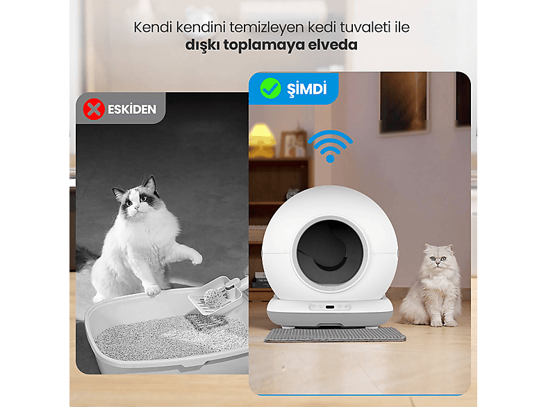 HAUSTIER CB001 Akıllı Otomatik Kedi Tuvaleti Gri Fiyat & Özellik