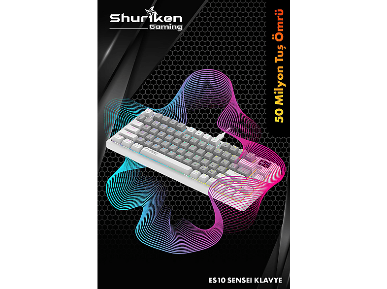 SHURIKEN GAMING ES10 SANSEI RGB Mekanik Türkçe Klavye 1.06 inç TFT
