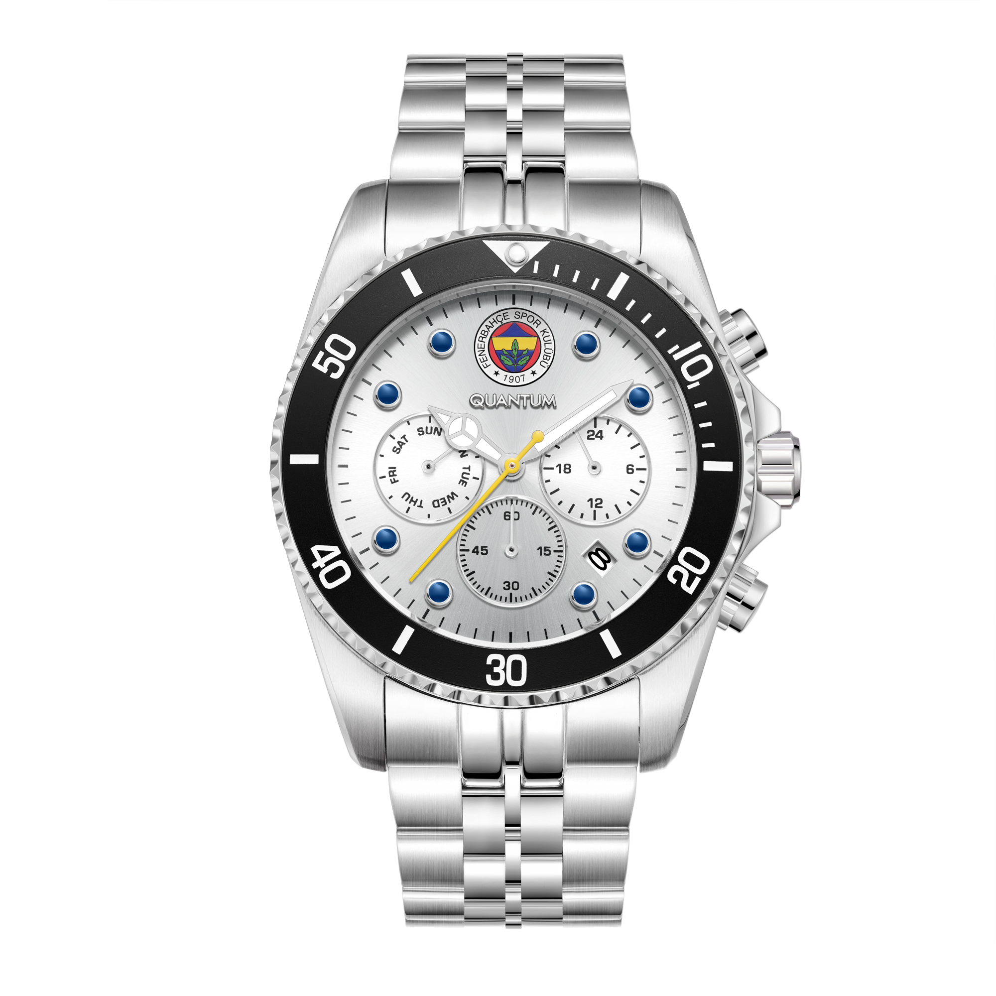 QUANTUM Fenerbahçe 25/M1 HA036UFS01 Çelik Kasa 42 mm Kol Saati Gümüş