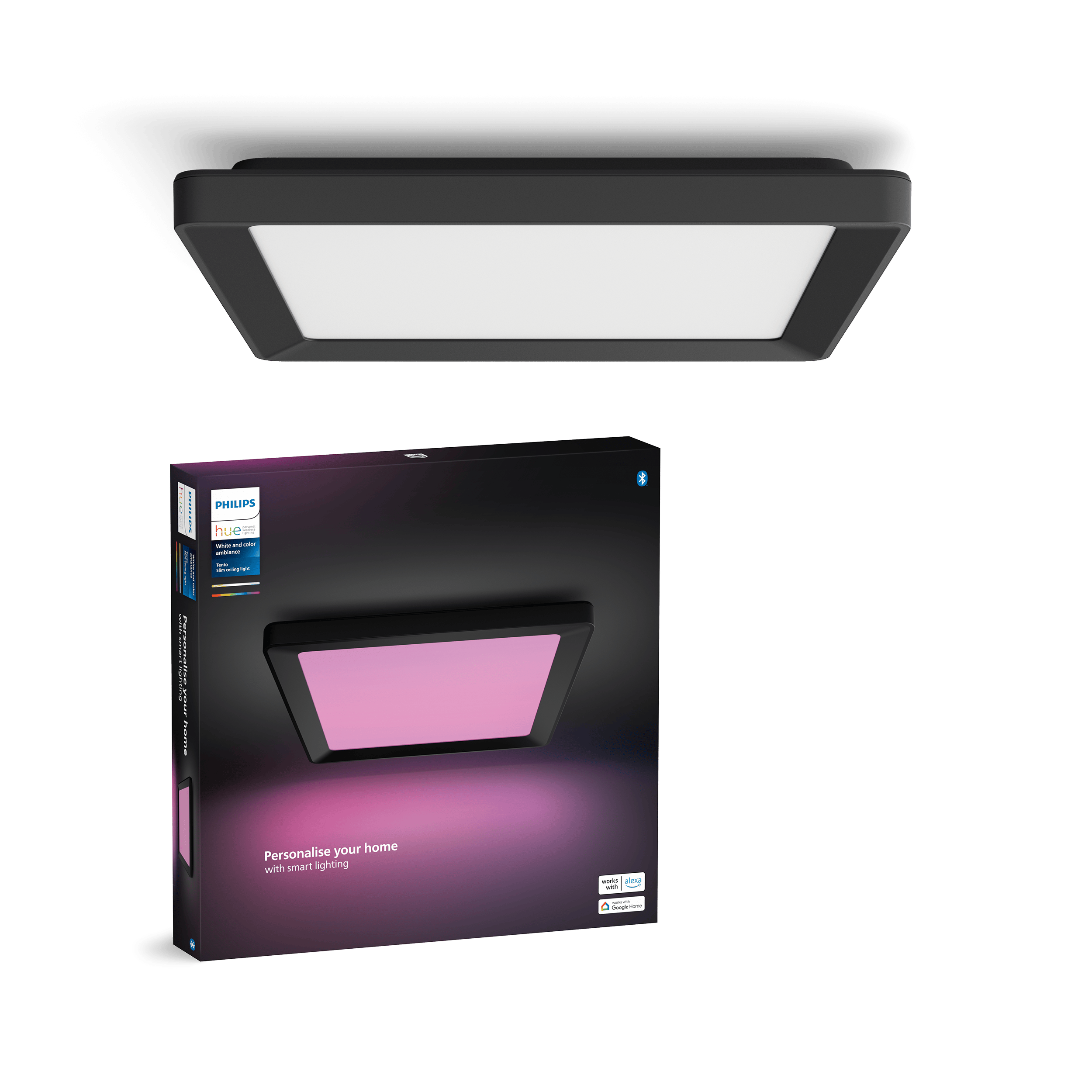 PHILIPS HUE Tento 30x30cm 1340 Lümen Sıva Üstü RGB Akıllı LED Panel Siyah