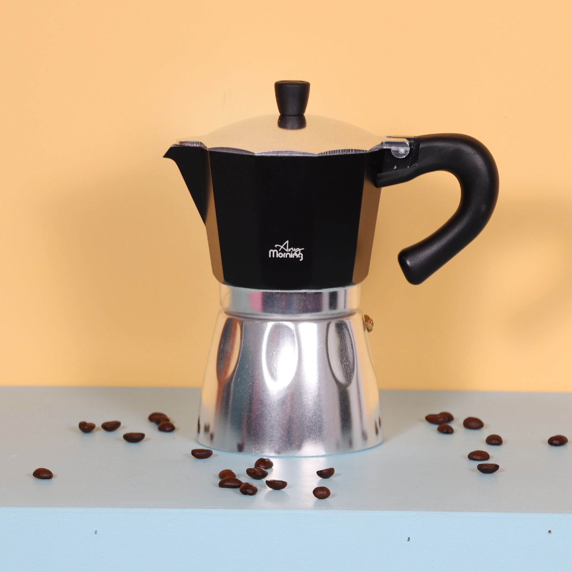ANY MORNING HES-6 240 ml  Alüminyum Moka Pot Siyah