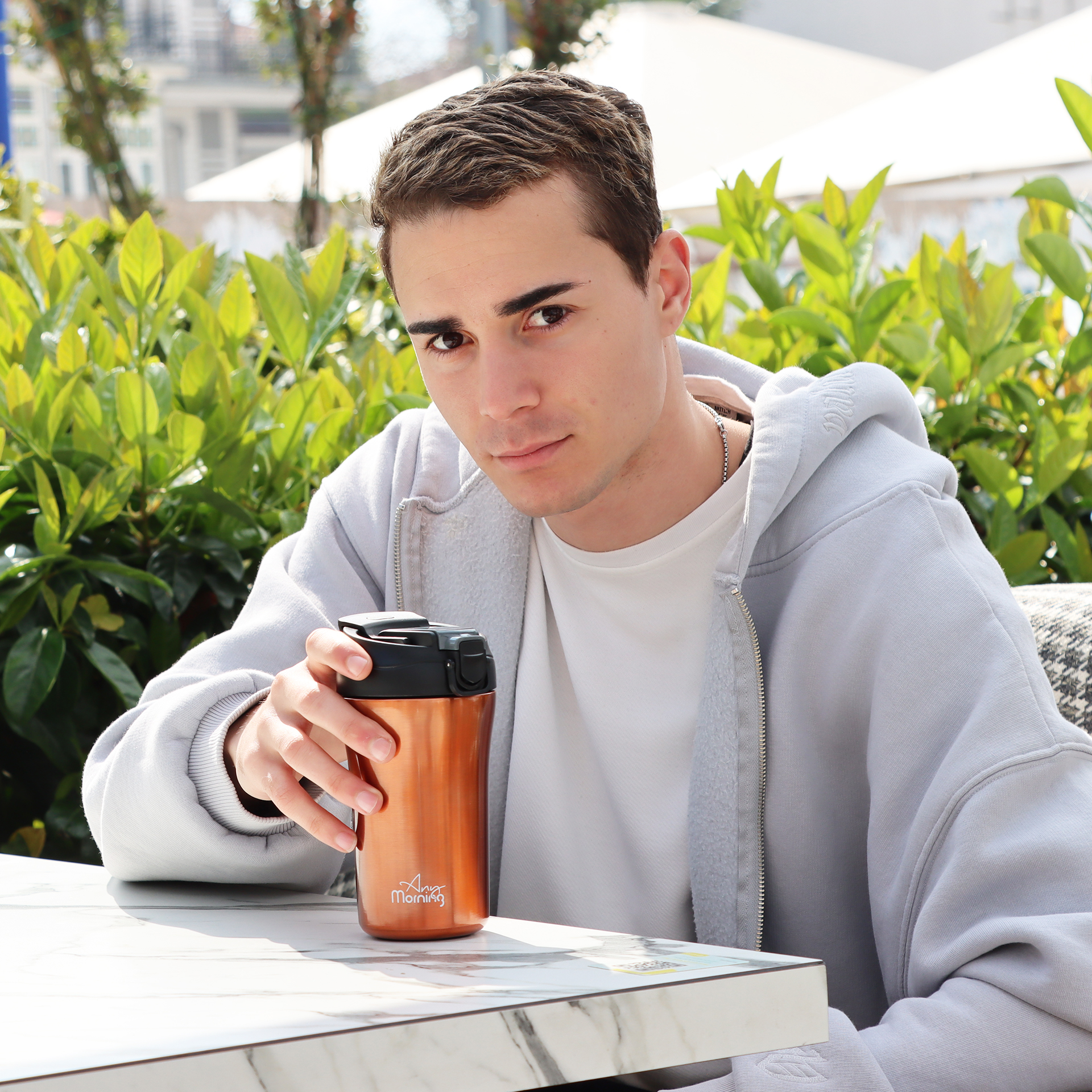 ANY MORNING SI232021 400 ml Çift İşlevli Sızdırmaz Kapaklı Paslanmaz Çelik Termos Mug