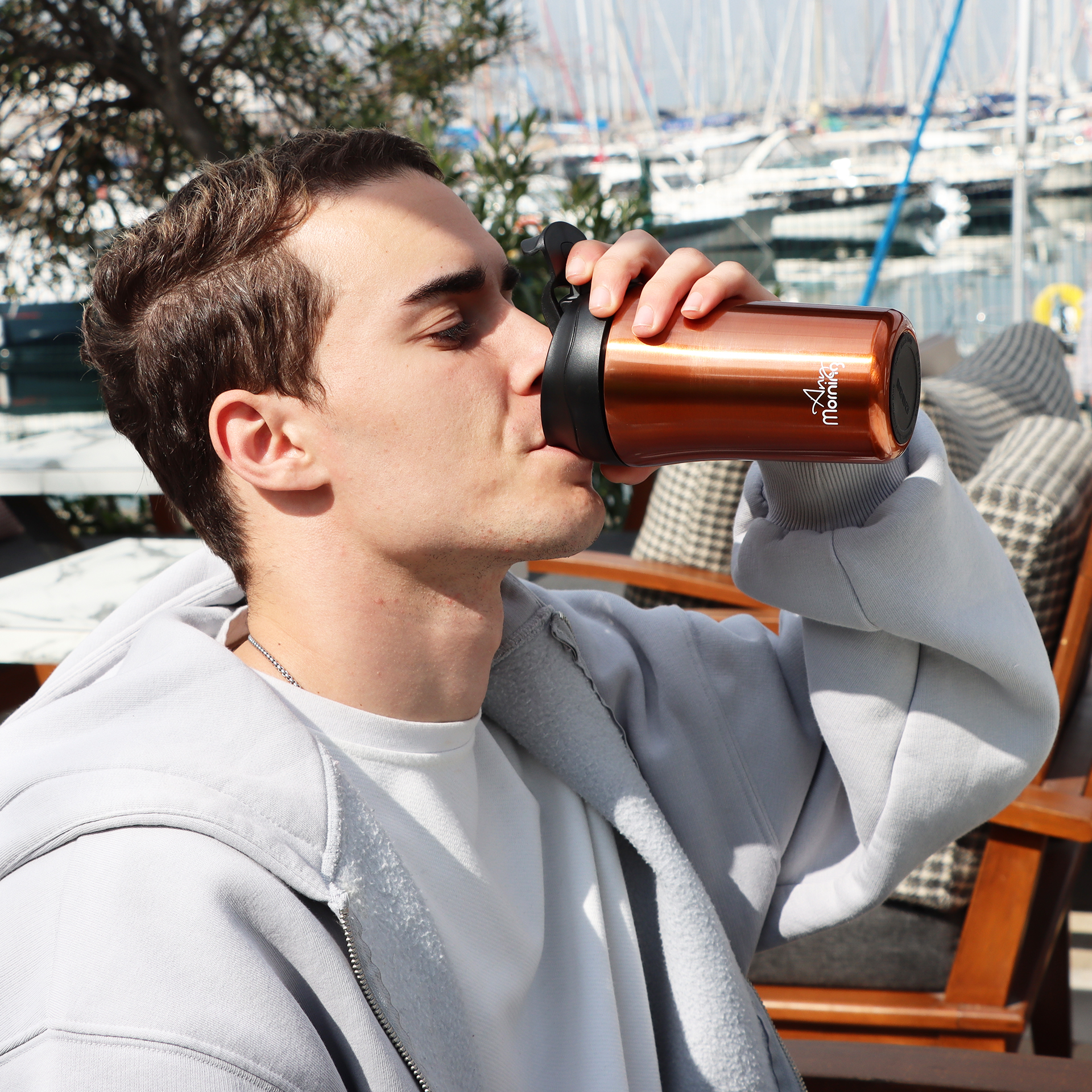 ANY MORNING SI232021 400 ml Çift İşlevli Sızdırmaz Kapaklı Paslanmaz Çelik Termos Mug