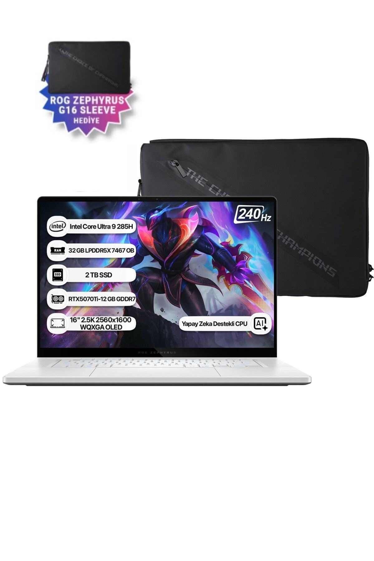 ASUS Rog Zephyrus G16 GU605CR-QR204 Intel Core Ulta 9 285HX 32 GB RAM 2 TB SSD 16 inç FreeDOS Laptop Koyu Gri