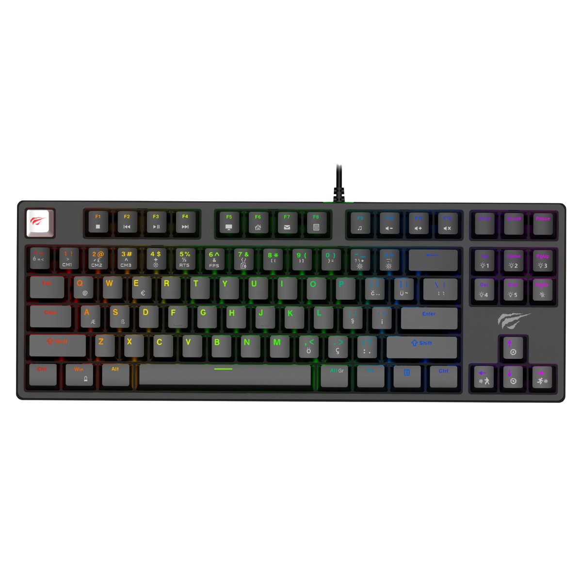 HAVIT Gamenote KB890L RGB - Anti Ghosting Blue Switch Kablosuz Mekanik Klavye Siyah