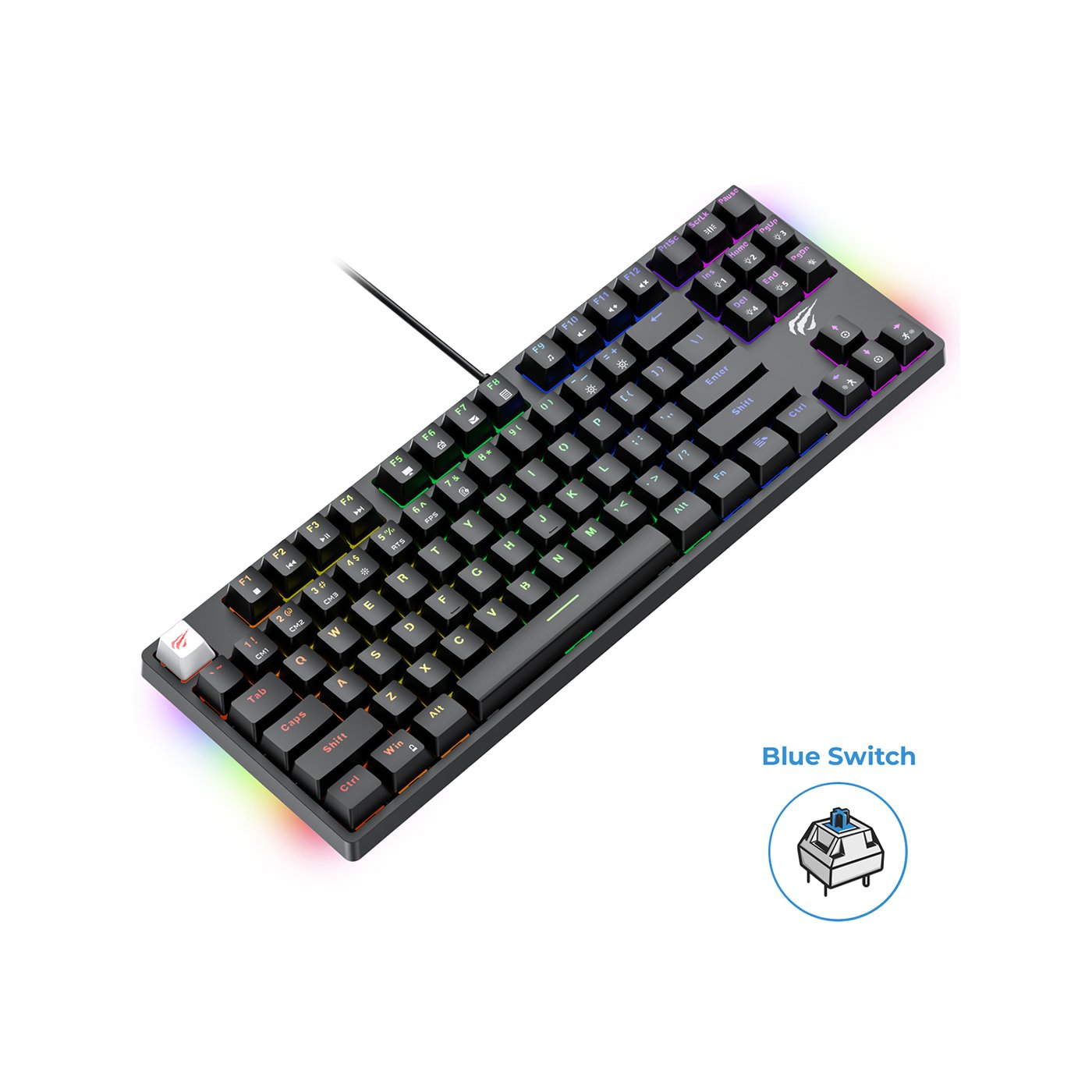 HAVIT Gamenote KB890L RGB - Anti Ghosting Blue Switch Kablosuz Mekanik Klavye Siyah