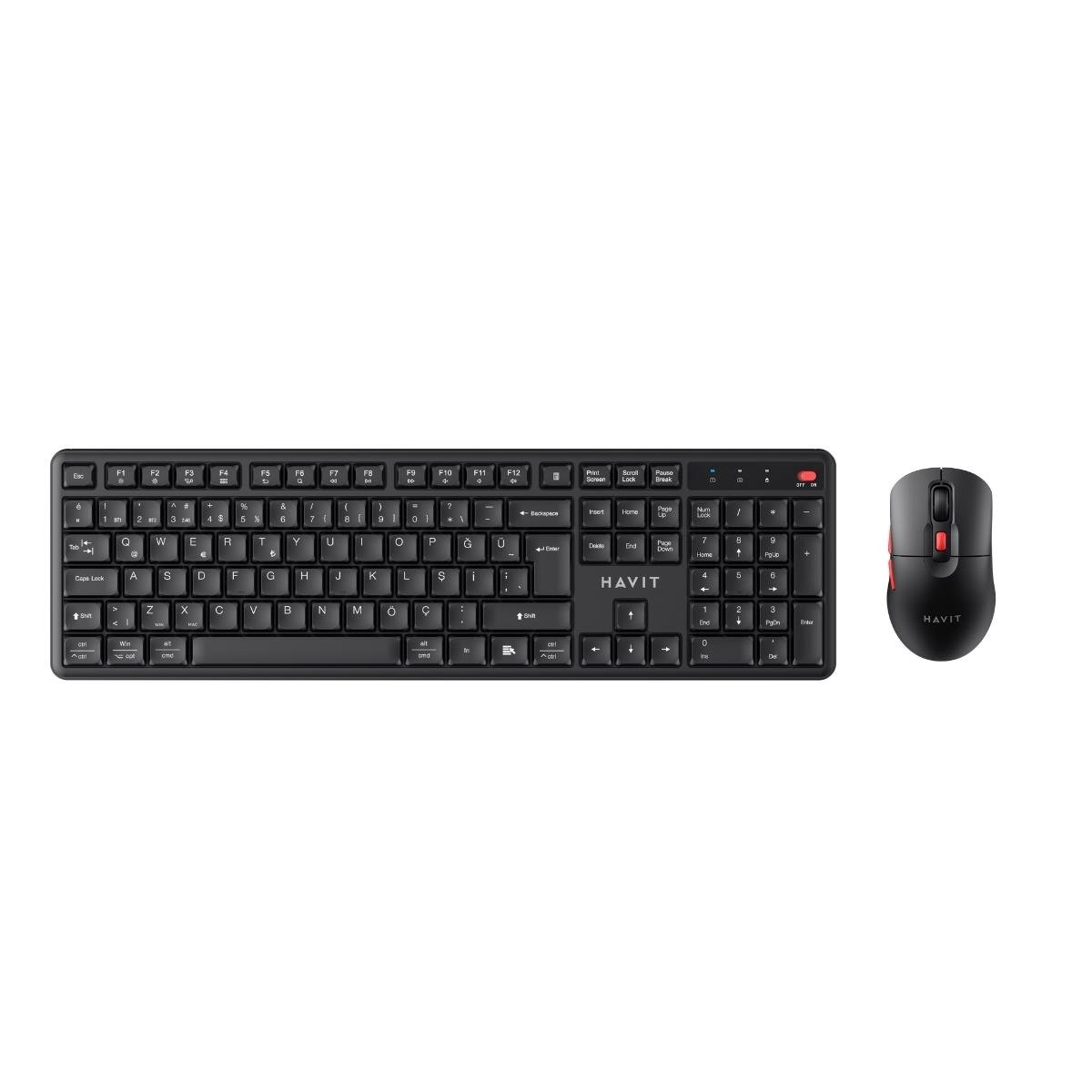 HAVIT KB261WB Dual Mode - Türkçe Q Kablosuz Klavye ve Mouse Seti Siyah