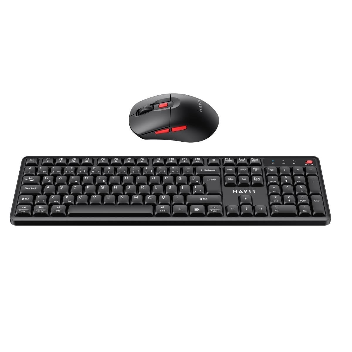 HAVIT KB261WB Dual Mode - Türkçe Q Kablosuz Klavye ve Mouse Seti Siyah