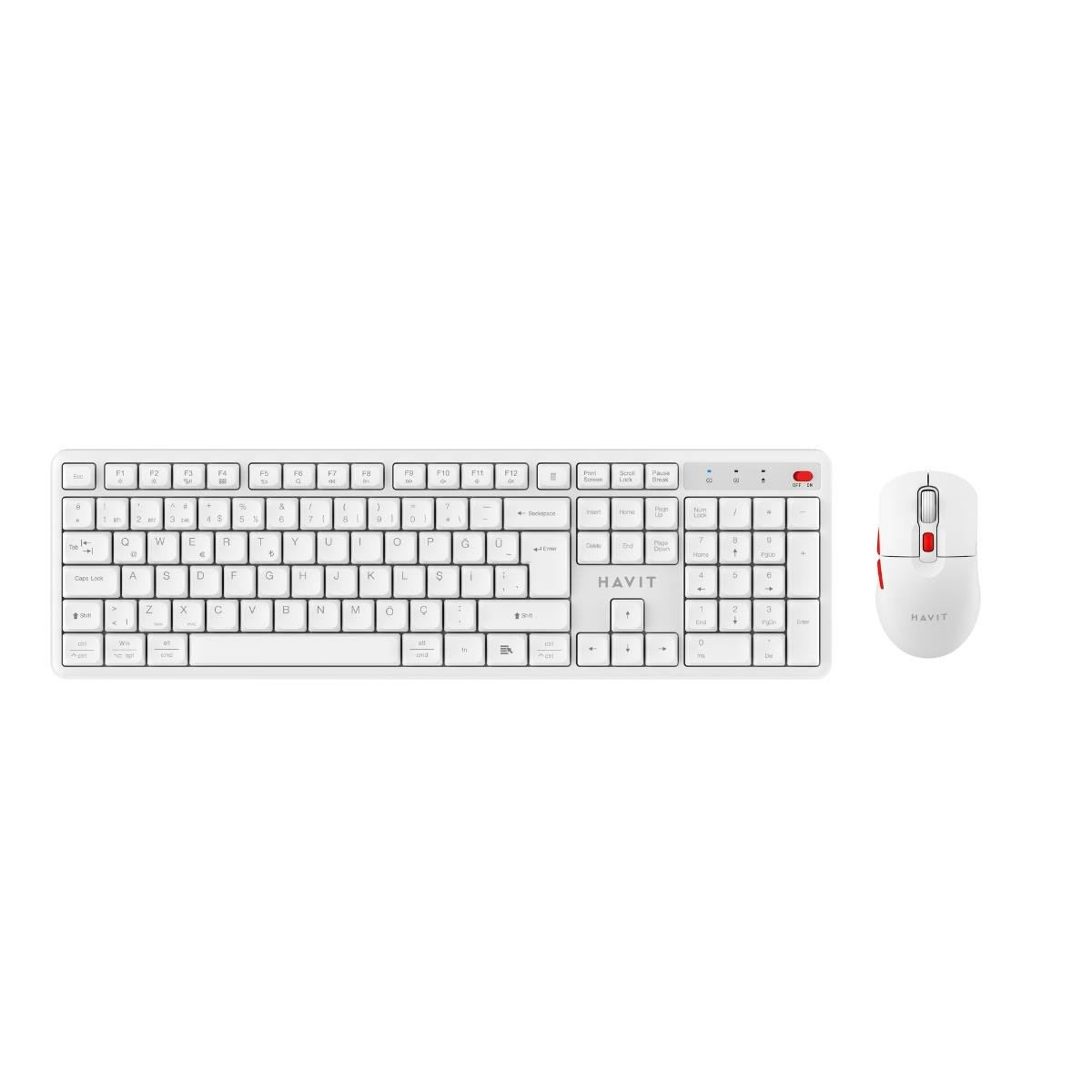 HAVIT KB261WB Dual Mode - Türkçe Q Kablosuz Klavye ve Mouse Seti Beyaz