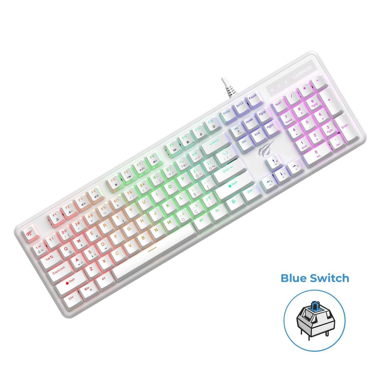 HAVIT Gamenote KB870L RGB Backlit Kablosuz Gaming Mekanik Klavye Beyaz