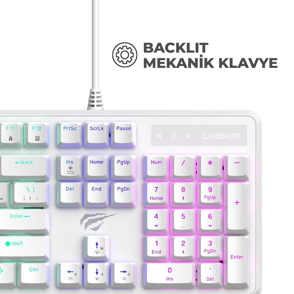 HAVIT Gamenote KB870L RGB Backlit Kablosuz Gaming Mekanik Klavye Beyaz