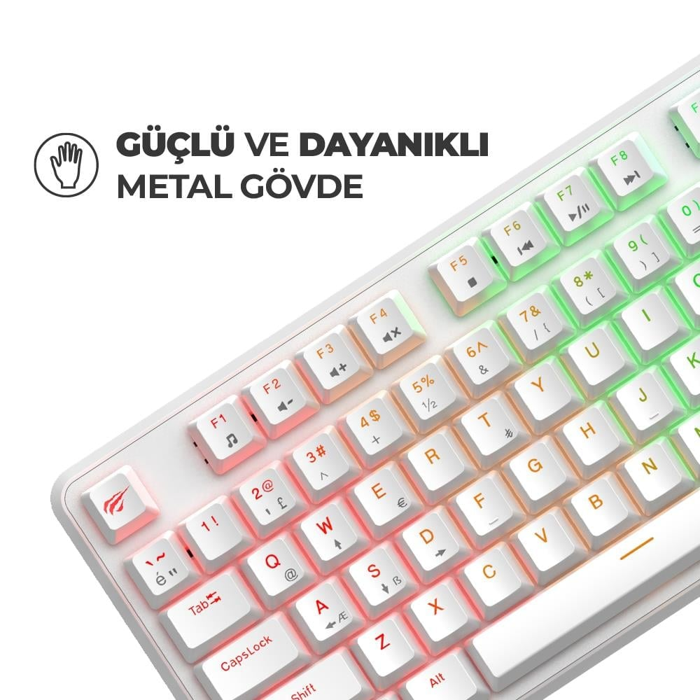 HAVIT Gamenote KB870L RGB Backlit Kablosuz Gaming Mekanik Klavye Beyaz
