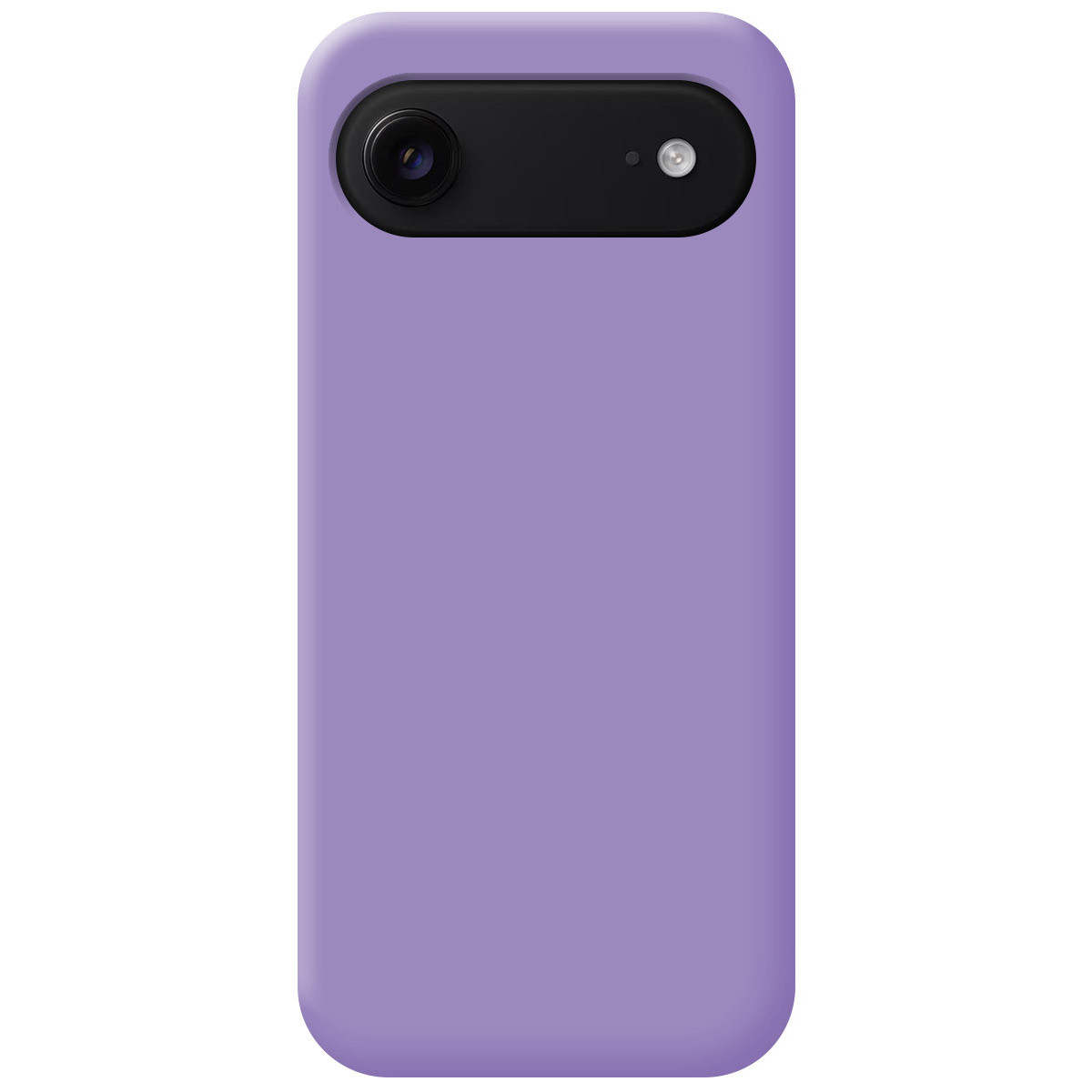 Uno smartphone viola chiaro con una sezione fotocamera nera. Il telefono ha una forma rettangolare arrotondata. Lo sfondo è bianco.