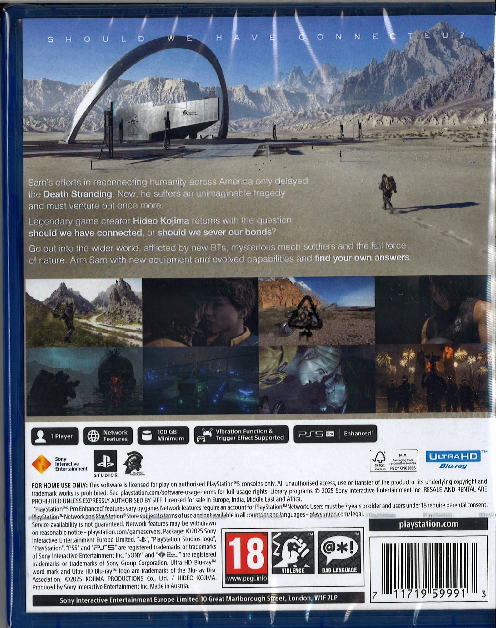 Spielcover zeigt Landschaft mit Struktur. Eine Figur geht nach rechts. Blauer Himmel und Berge.