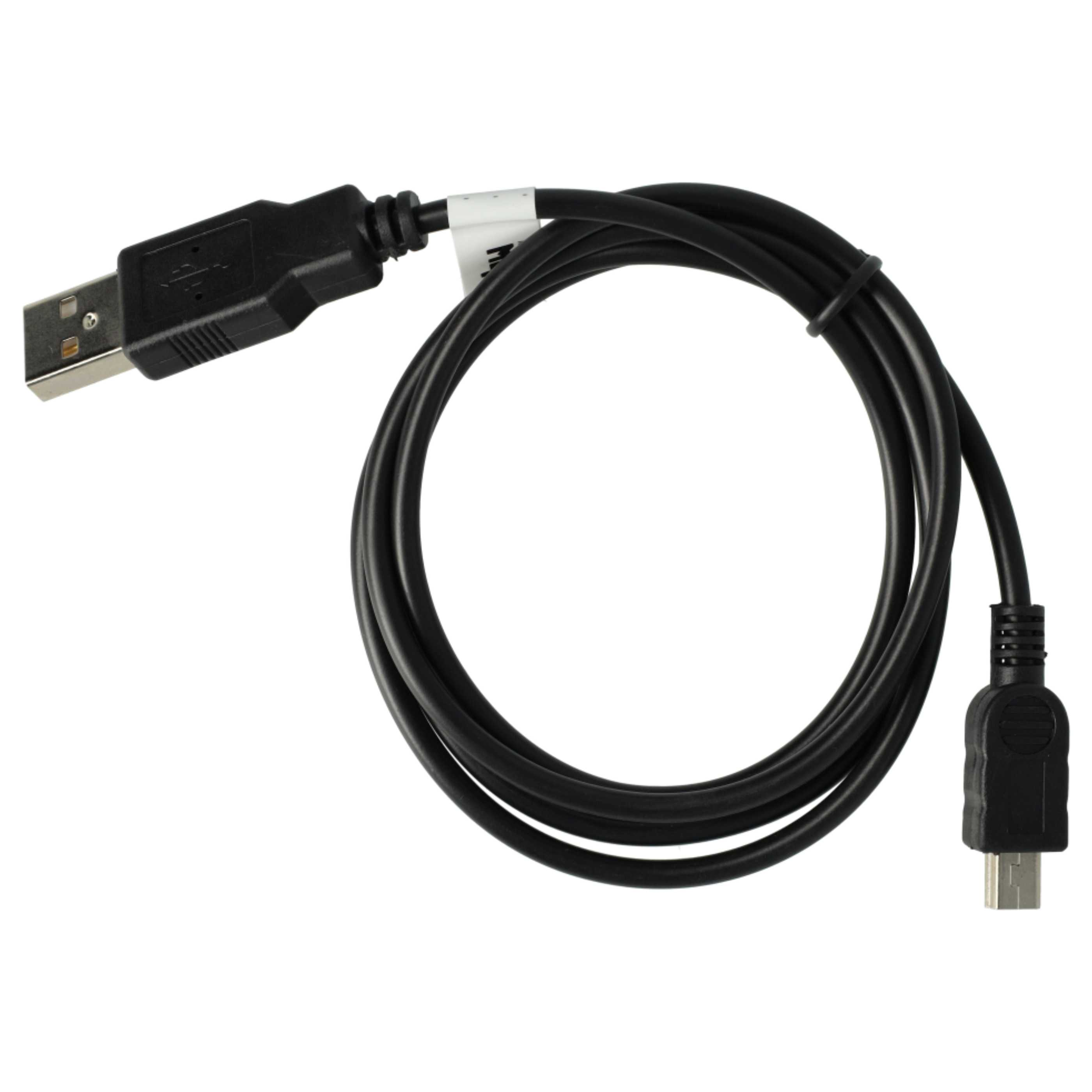Ein schwarzes USB-Kabel mit USB-A- und Micro-USB-Anschlüssen liegt auf weißem Grund.