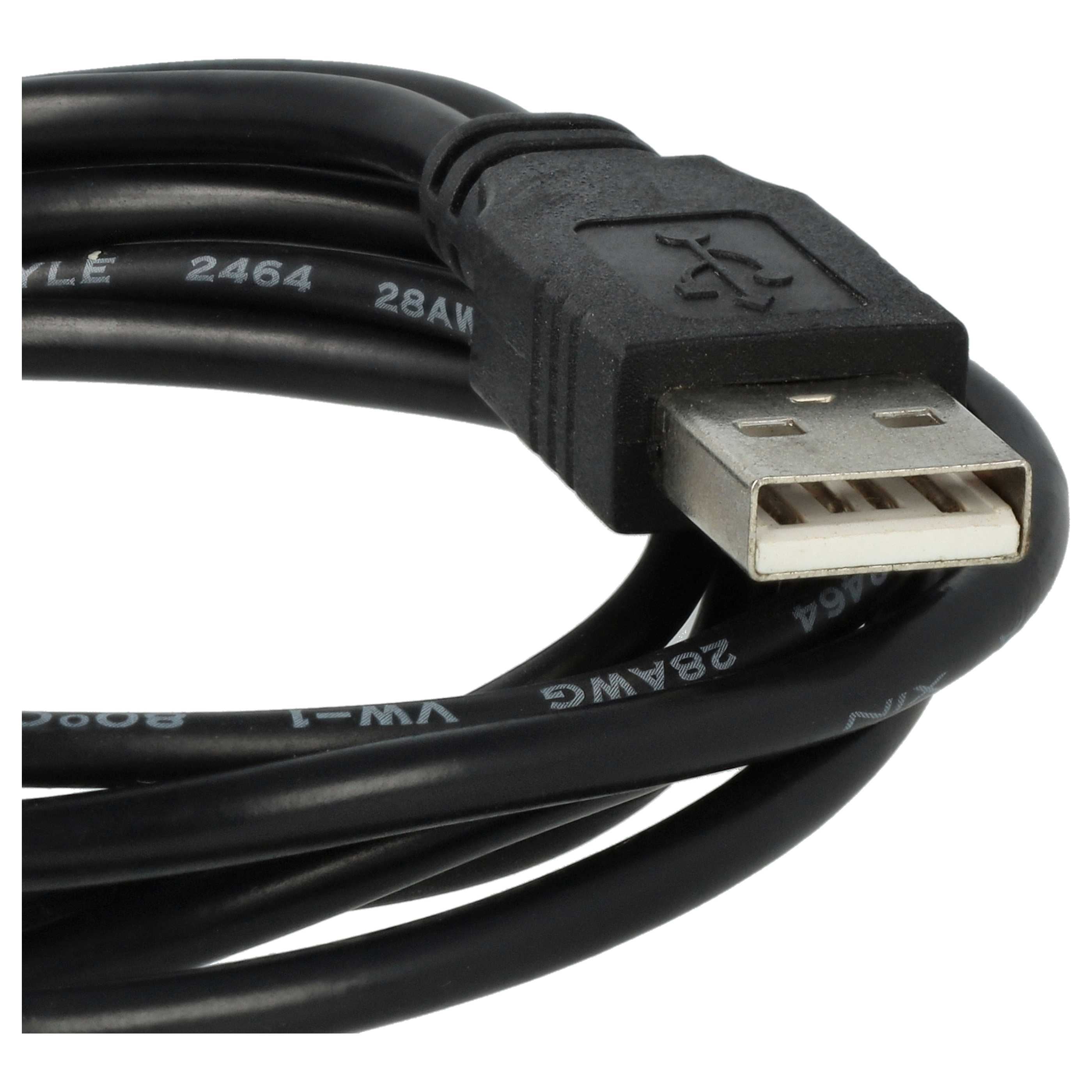 Nahaufnahme eines schwarzen USB-Kabels mit USB-Anschluss. Das Kabel ist aufgerollt. Der Anschluss hat eine silberne Schnittstelle.
