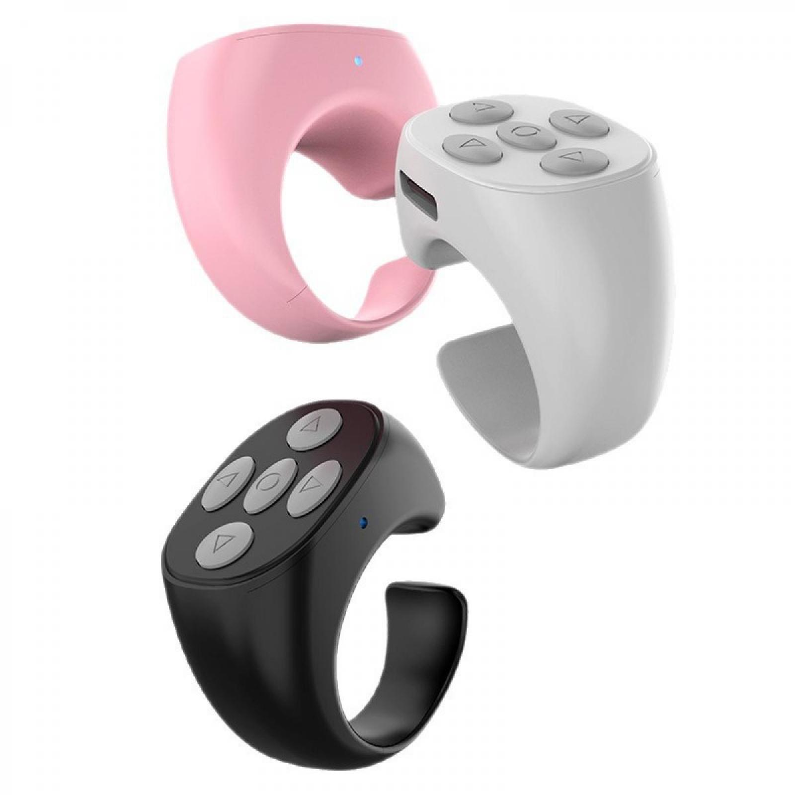 Drei ringförmige Controller: rosa, weiß und schwarz. Jeder hat Tasten mit Richtungssymbolen. Isoliert auf Weiß.