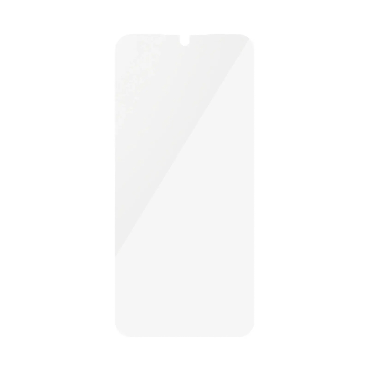 A rectangular screen protector, transparent, with a small notch at the top. It's on a white background, suggesting a product shot.