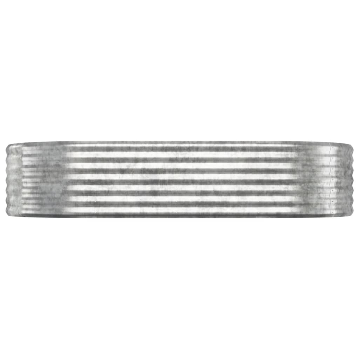 Ein silberner, wellenförmiger Metallbehälter, rechteckig, vor weißem Hintergrund. Es scheint ein Deckel oder eine flache Schale zu sein.