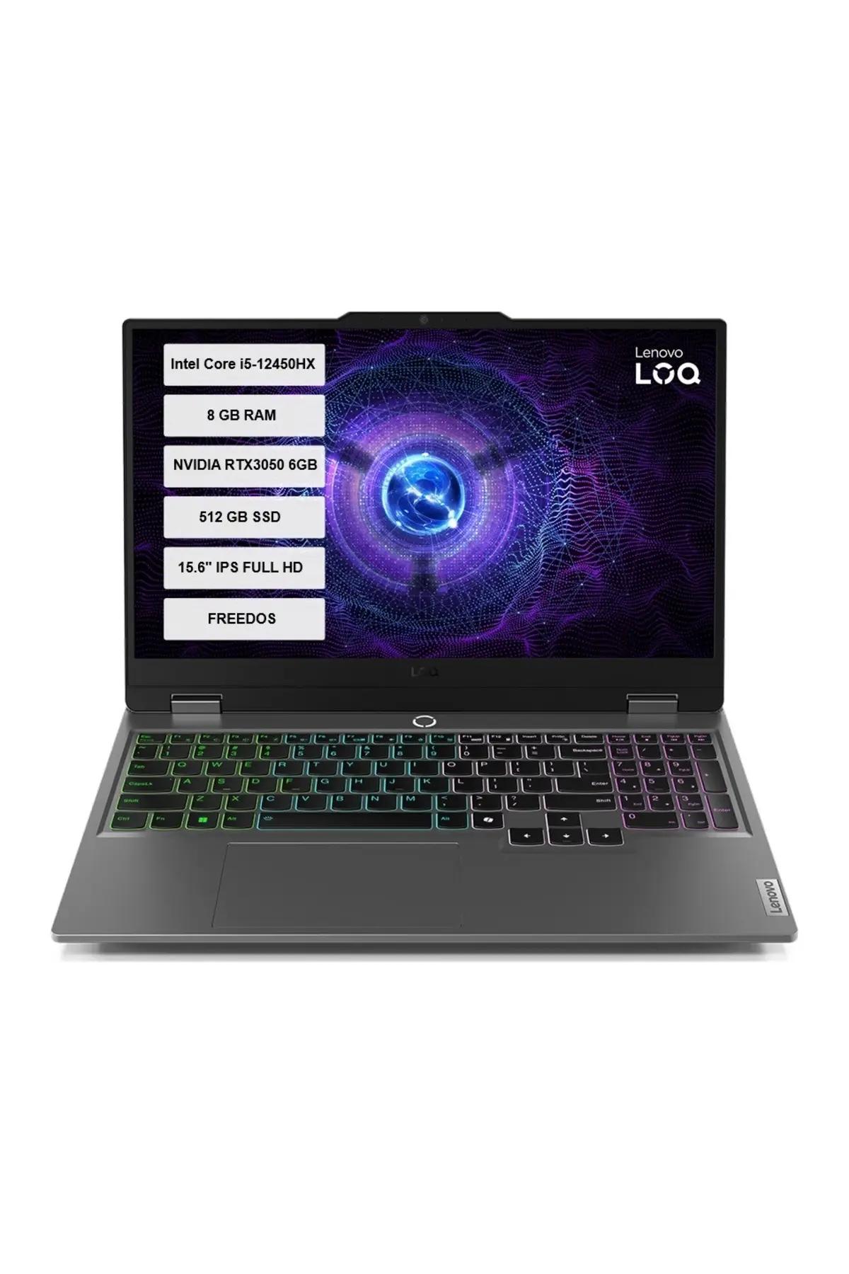 LENOVO LOQ 15IAX9 83GS00R7TR IPS i5-12450HX 8 GB RAM 512 GB SSD 15,6 inç FreeDOS Laptop Luna Grey