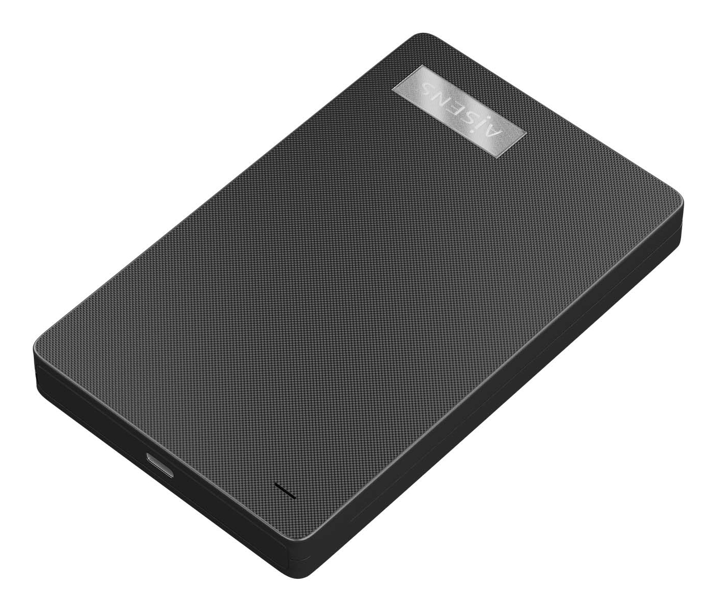 Un disco duro externo rectangular negro, con la marca 'AISENS' en la parte superior.