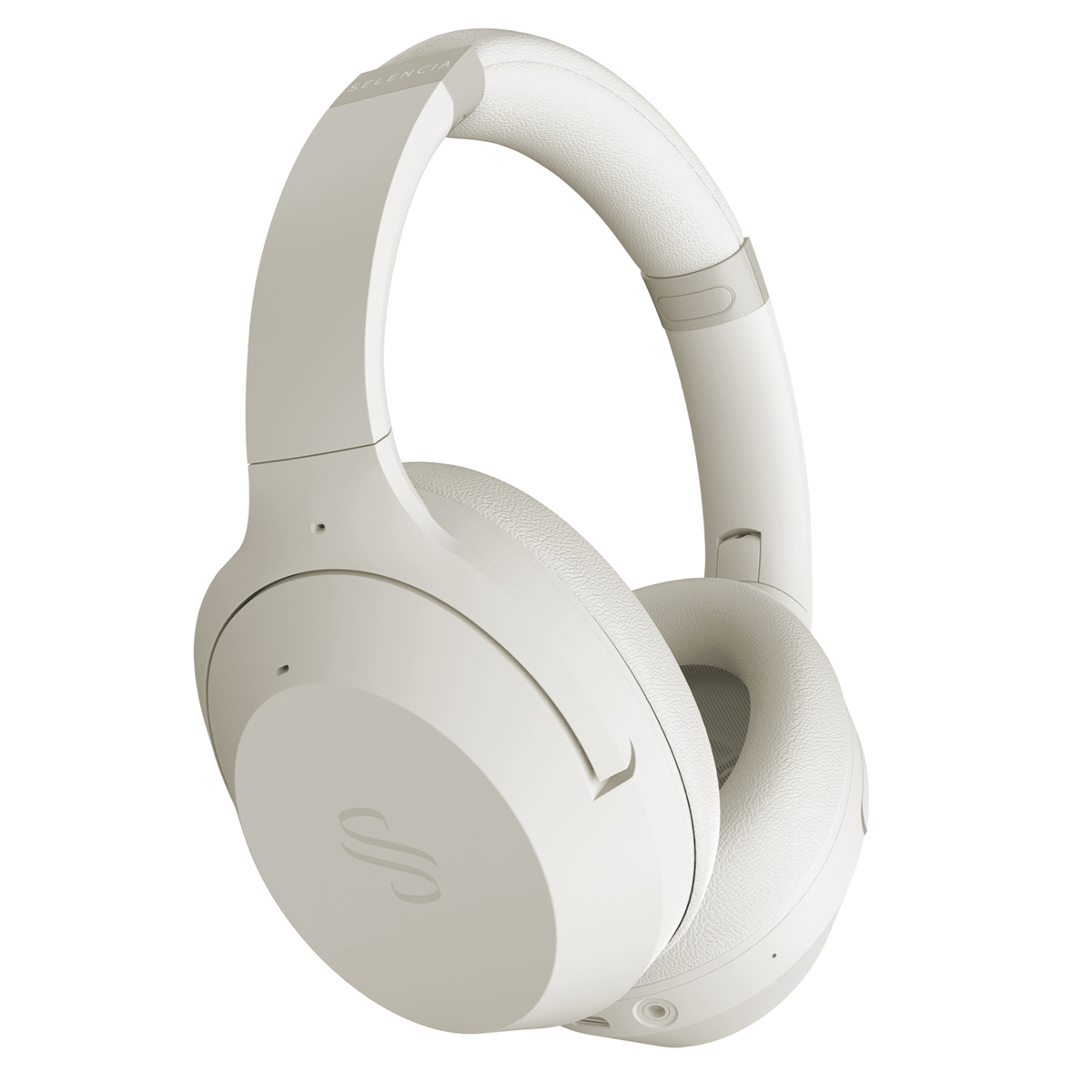 Weiße Over-Ear-Kopfhörer mit gebogenem Kopfbügel. Die Ohrmuscheln haben ein kreisförmiges Design, der Markenname ist sichtbar.