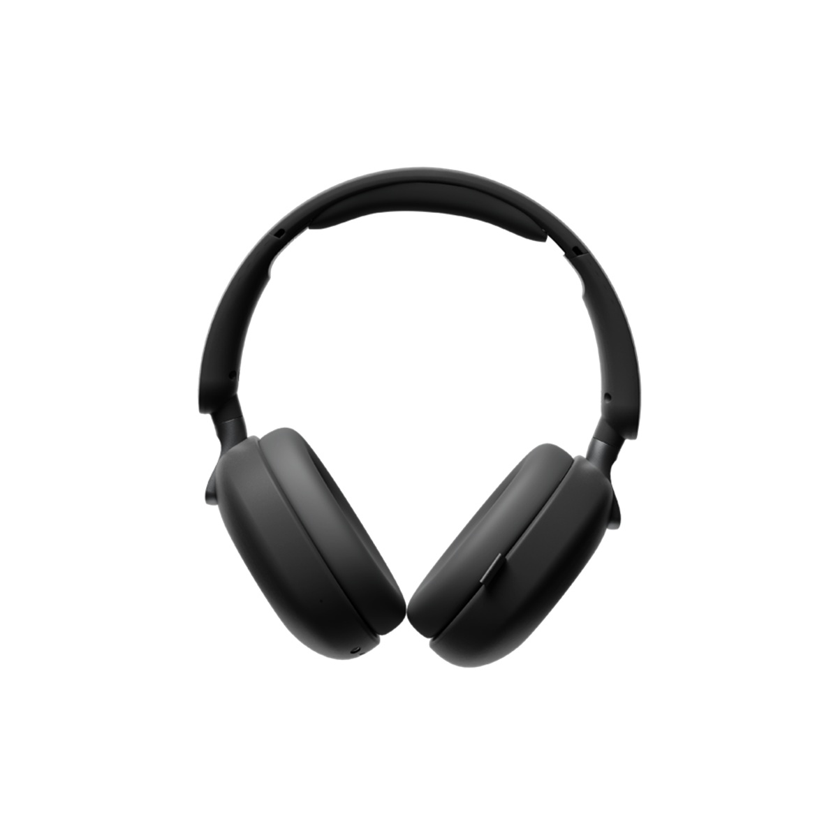 Casque noir sur fond blanc. Le casque a de grands écouteurs et un bandeau rembourré. Le design est moderne et élégant.