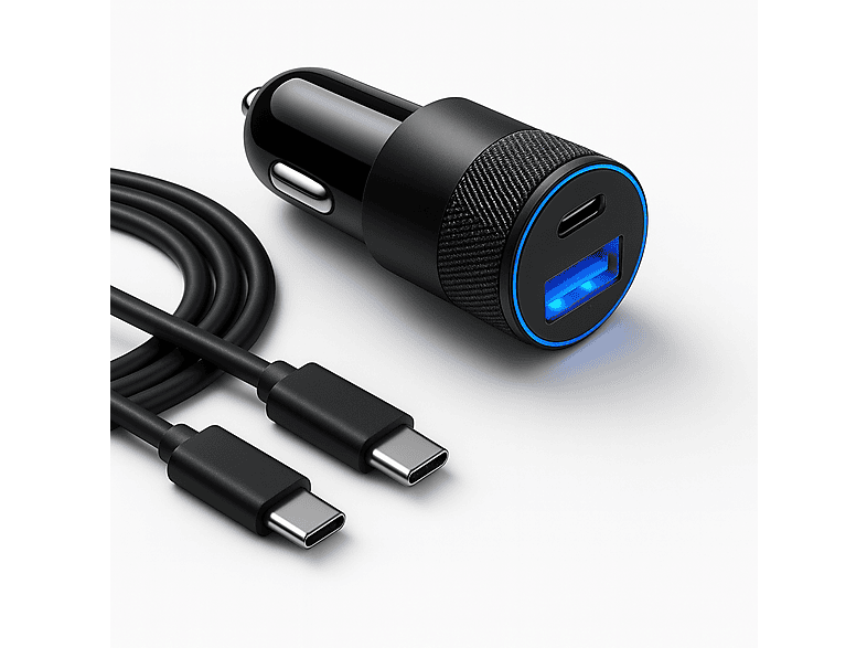 TRMK USB-C USB-A Kfz Adapter Auto Ladegerät Apple, Samsung, Xiaomi, Huawei, Google, OnePlus, Oppo, Vivo, Sony, Motorola, Nokia, Honor, Nothing, Asus, Lenovo, ZTE, GoPro, Insta360, Garmin, Amazon, Microsoft, Bose, JBL, Jabra, Beats, Anker, Philips, Panasonic, schwarz