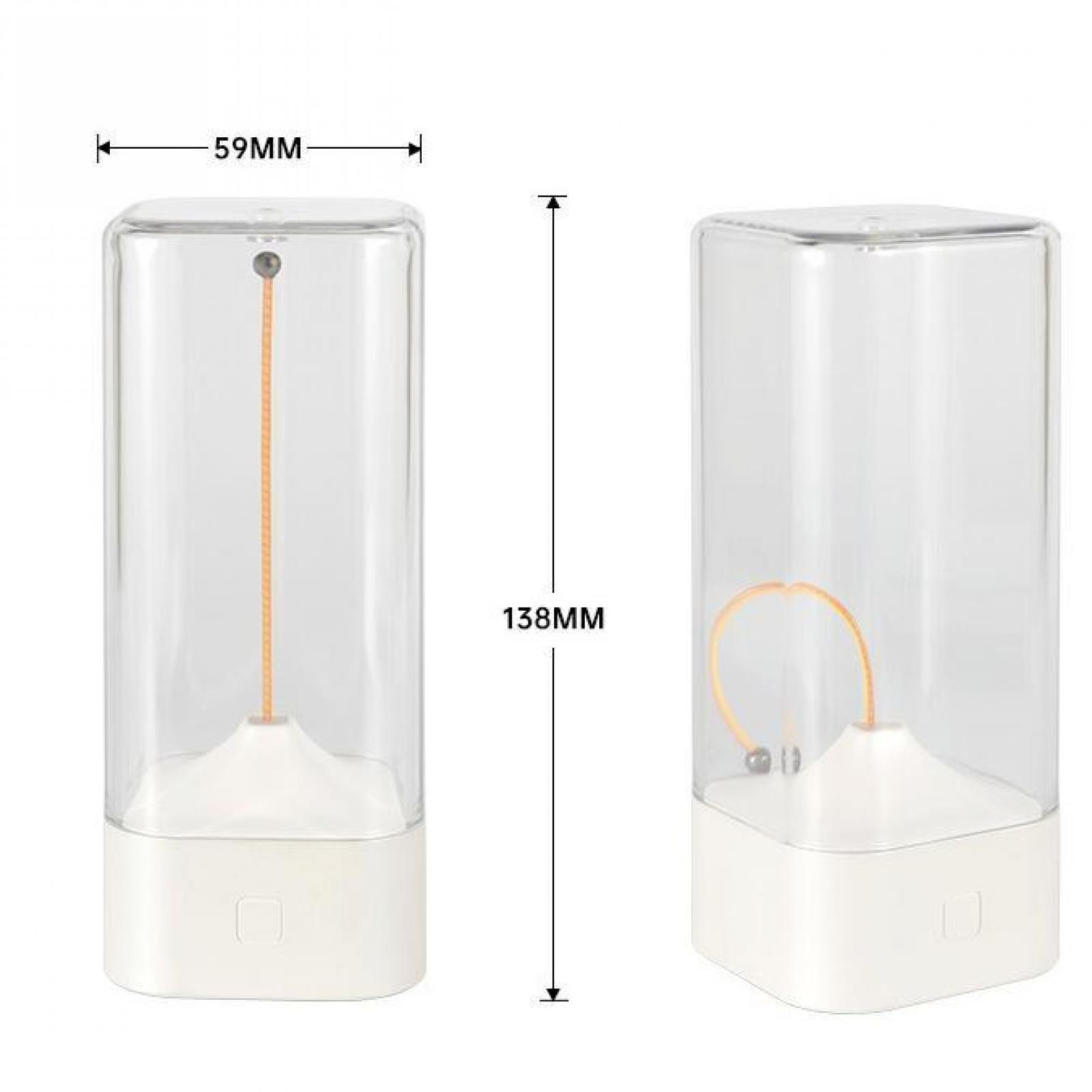 Zwei klare Lampen mit weißen Sockeln. Eine hat einen geraden orangefarbenen Draht, die andere einen gebogenen.