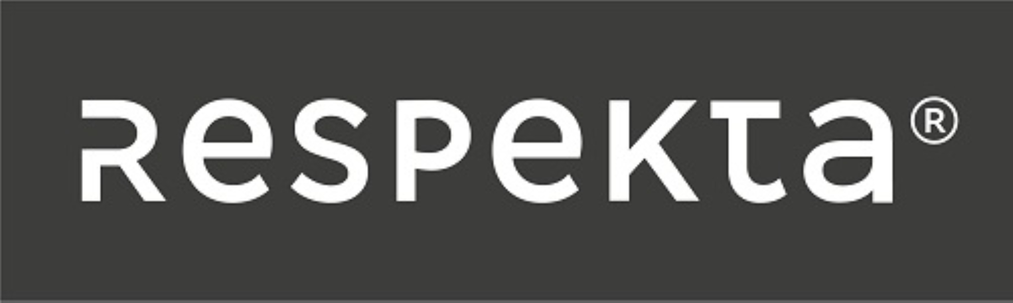 Das Respekta-Logo wird gezeigt. Weißer Text auf dunklem Grau lautet 'respekta' mit einem Warenzeichensymbol.