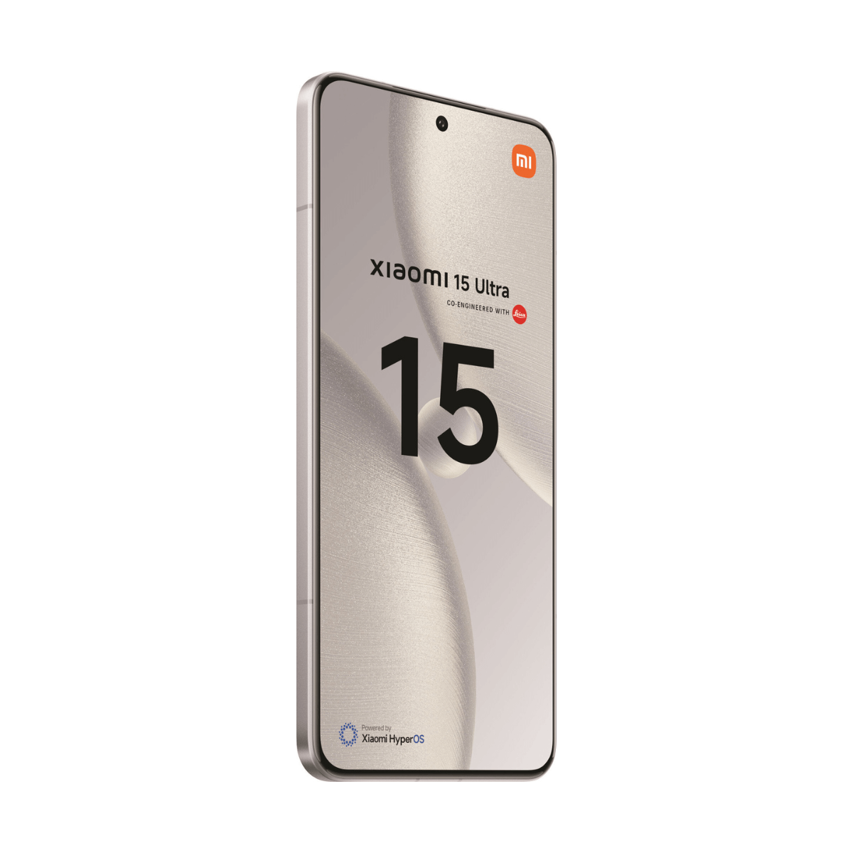 Viene mostrato un telefono Xiaomi 15 Ultra argentato. Lo schermo mostra '15' e il marchio. Lo sfondo è bianco.