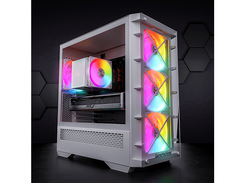 GAMEMACHINES Storm Snow Edition, RGB Towerkühler, Gaming PC mit AMD Ryzen™ 7 5700X Prozessor, 32 GB RAM, 1000 GB SSD, NVIDIA GeForce RTX™ 5060 Ti, Windows 11 Pro