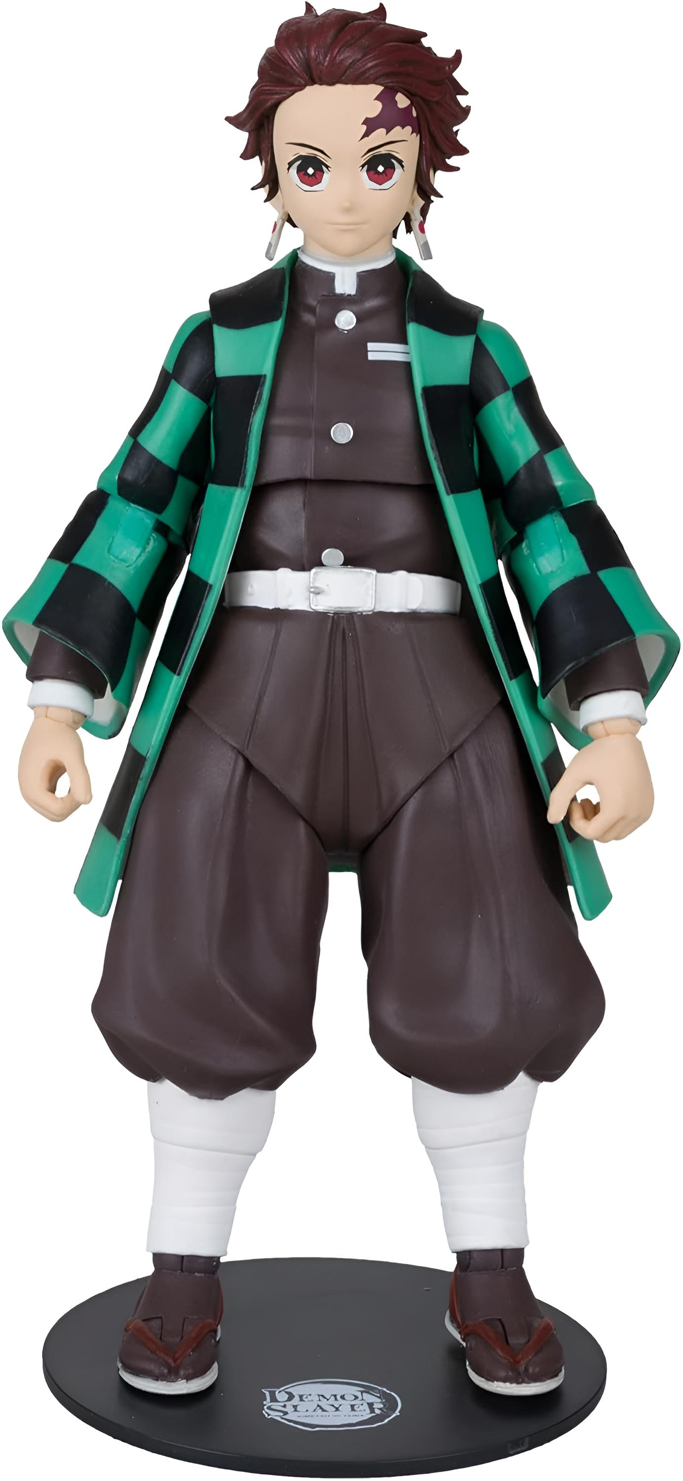 Figur eines Charakters in einem grün-schwarz karierten Haori. Braune Hose und Schuhe. Weißer Gürtel und Beinwickel. Rotes Haar.