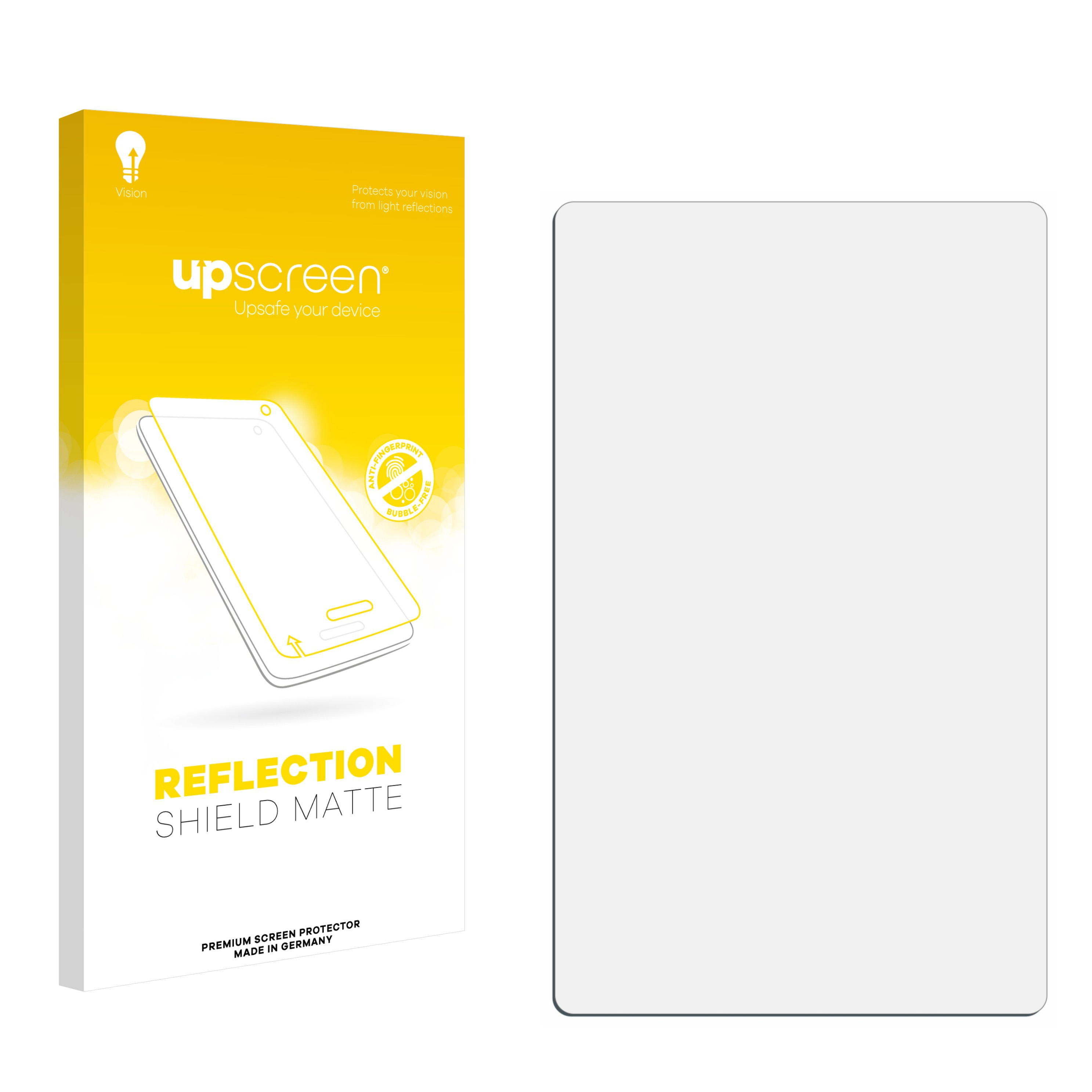 Eine Schirmprotektor-Box mit einem Telefonumriss und einem klaren Schirmprotektor. Die Box ist gelb und weiß.